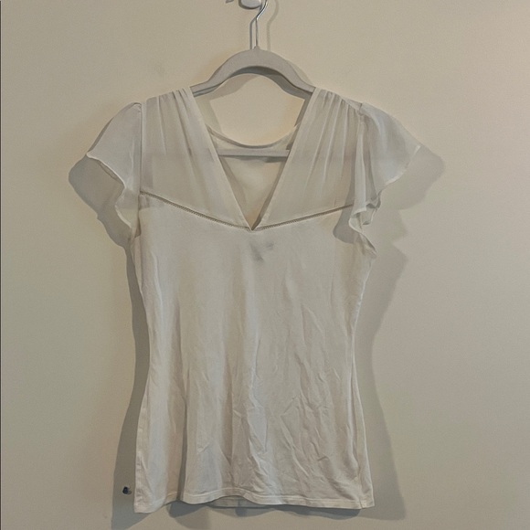 Express White Flutter Sleeve Top Sheer Angelcore Romantic Feminine S Modal Fairy - Picture 1 of 5